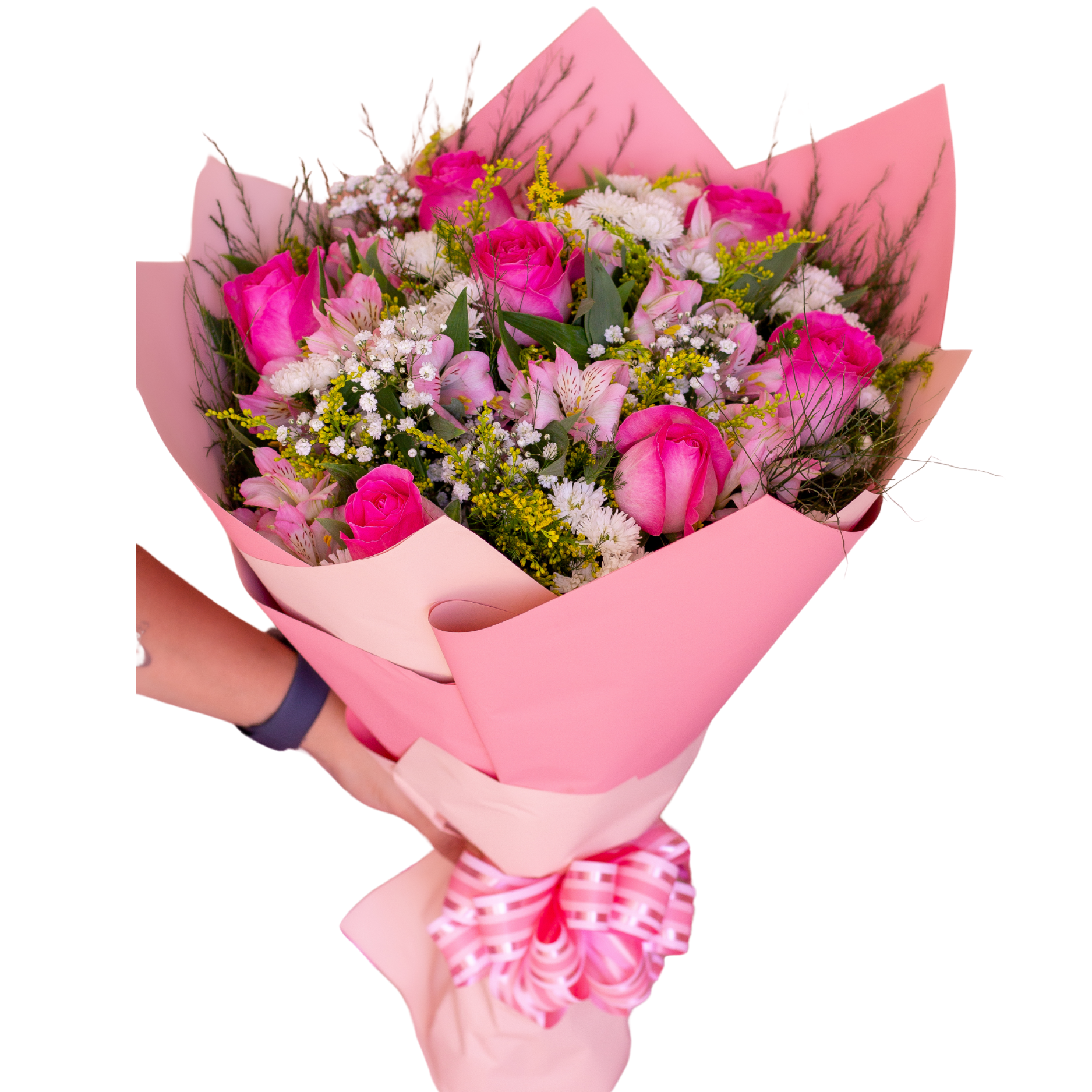 Buqu 7 Rosas cor de rosa