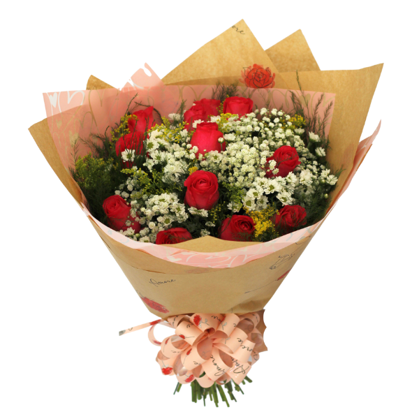 Buqu 12 Rosas cor de Rosa