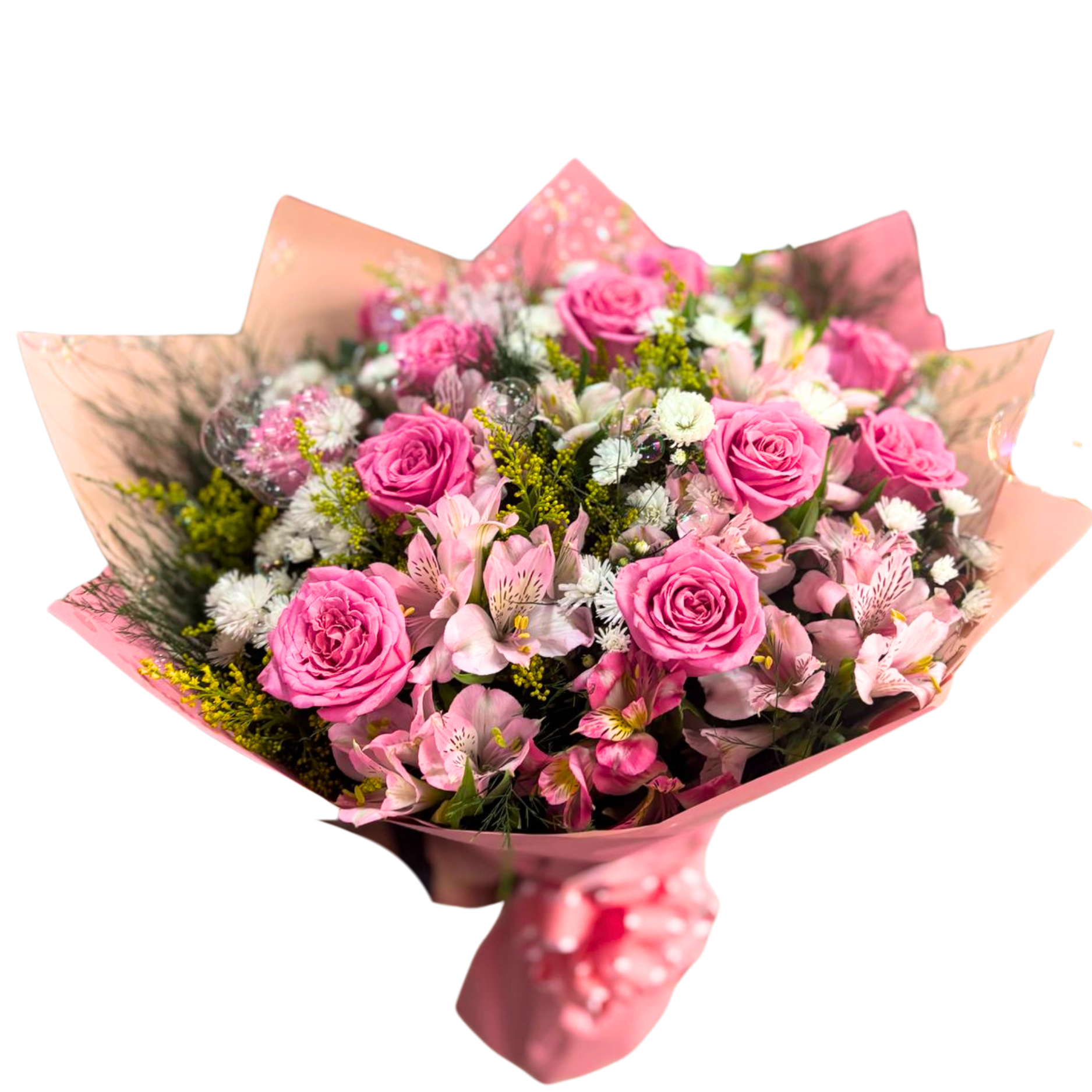 Buqu 12 Rosas cor de Rosa