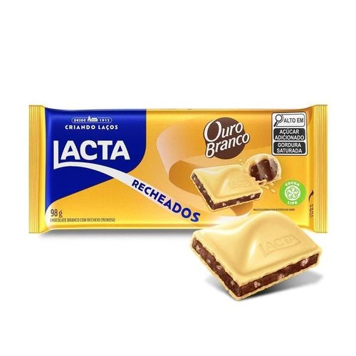 Barra de Chocolate Branco Lacta com Recheio Ouro Branco 98g