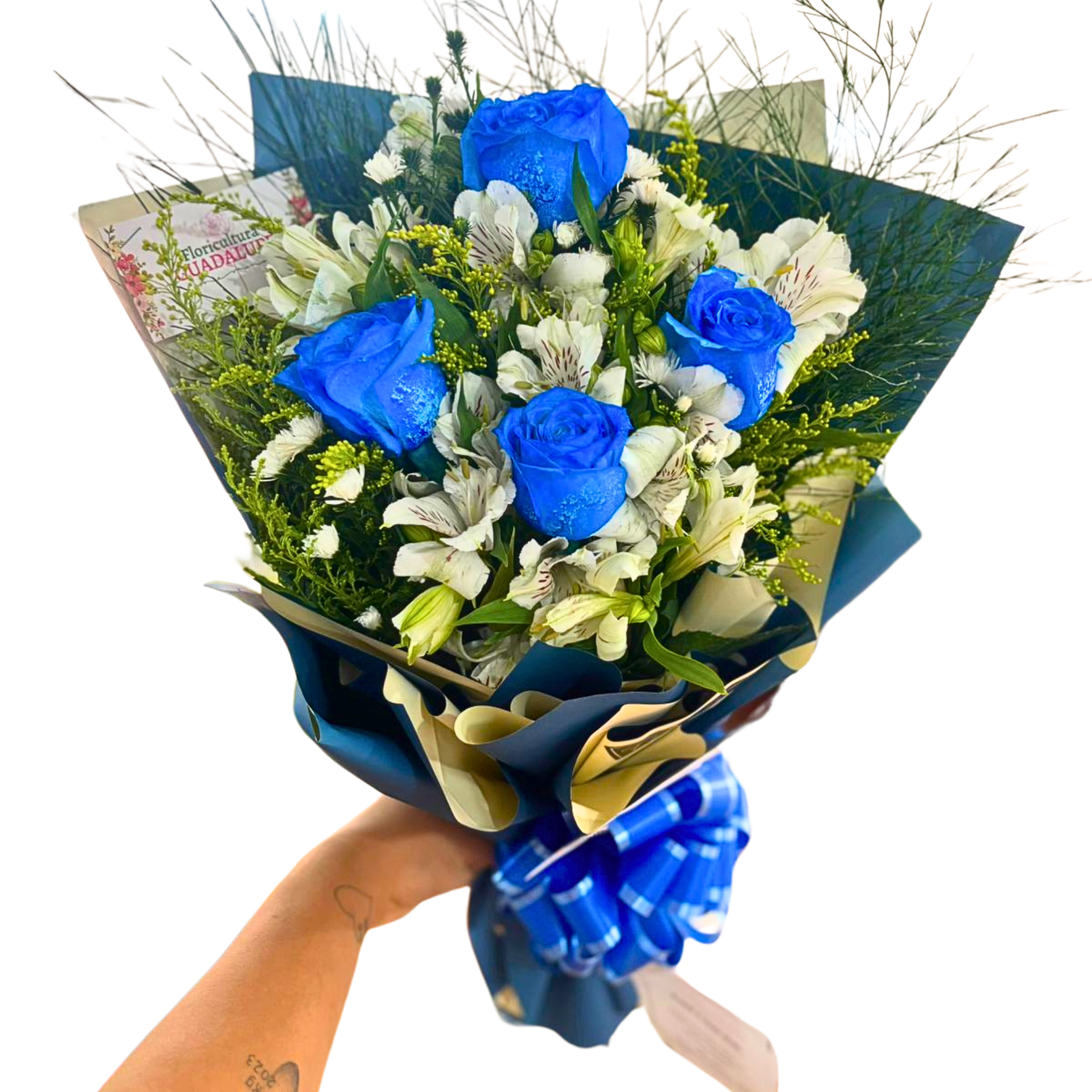 Buqu 4 Rosas Azuis