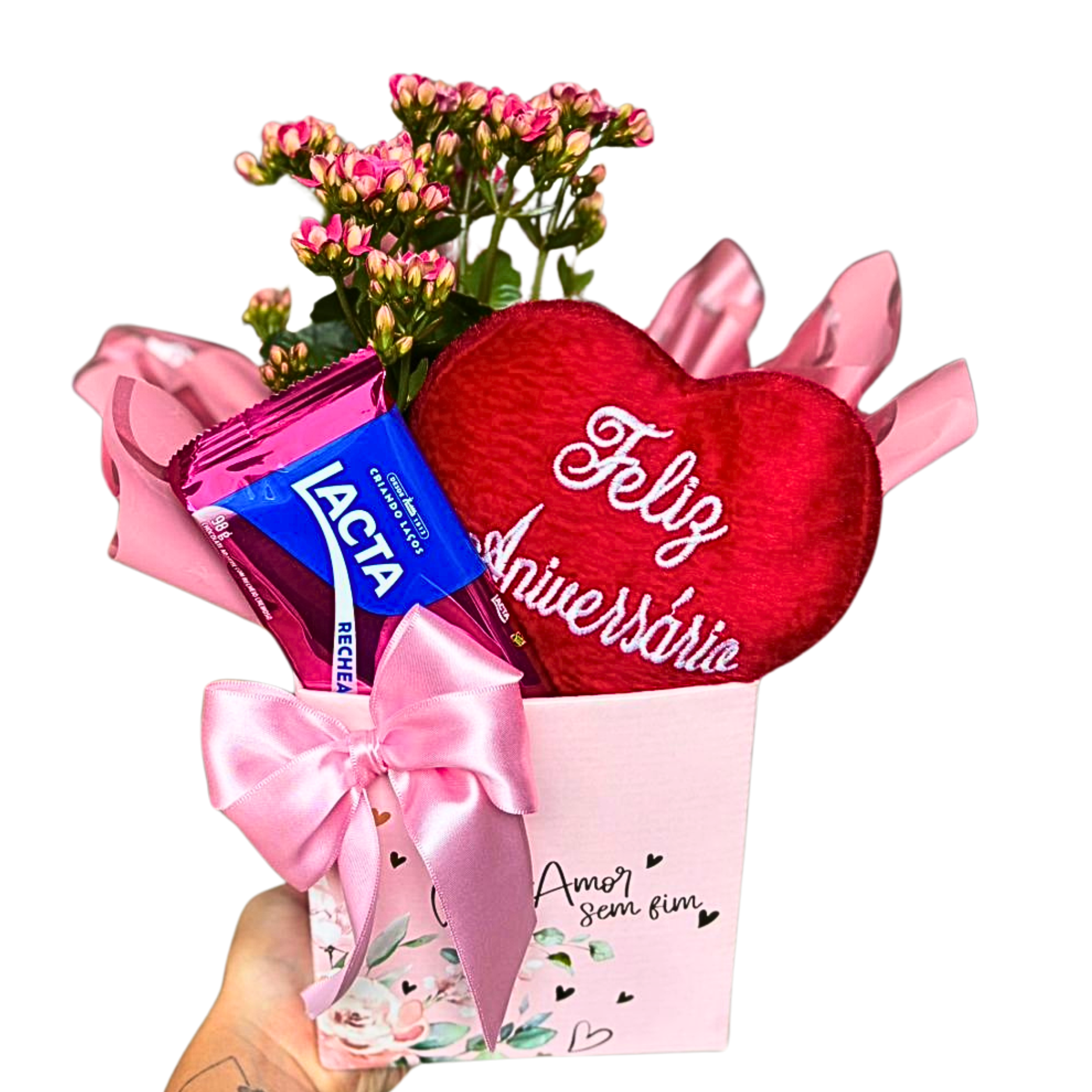 Box Amor sem Fim Kalanchoe Sonho de Valsa e Pelcia Feliz Aniversrio