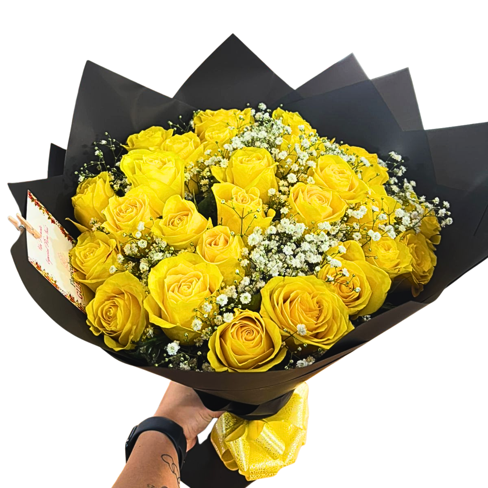 Buqu� com 30 Rosas Amarelas e Mosquitinho