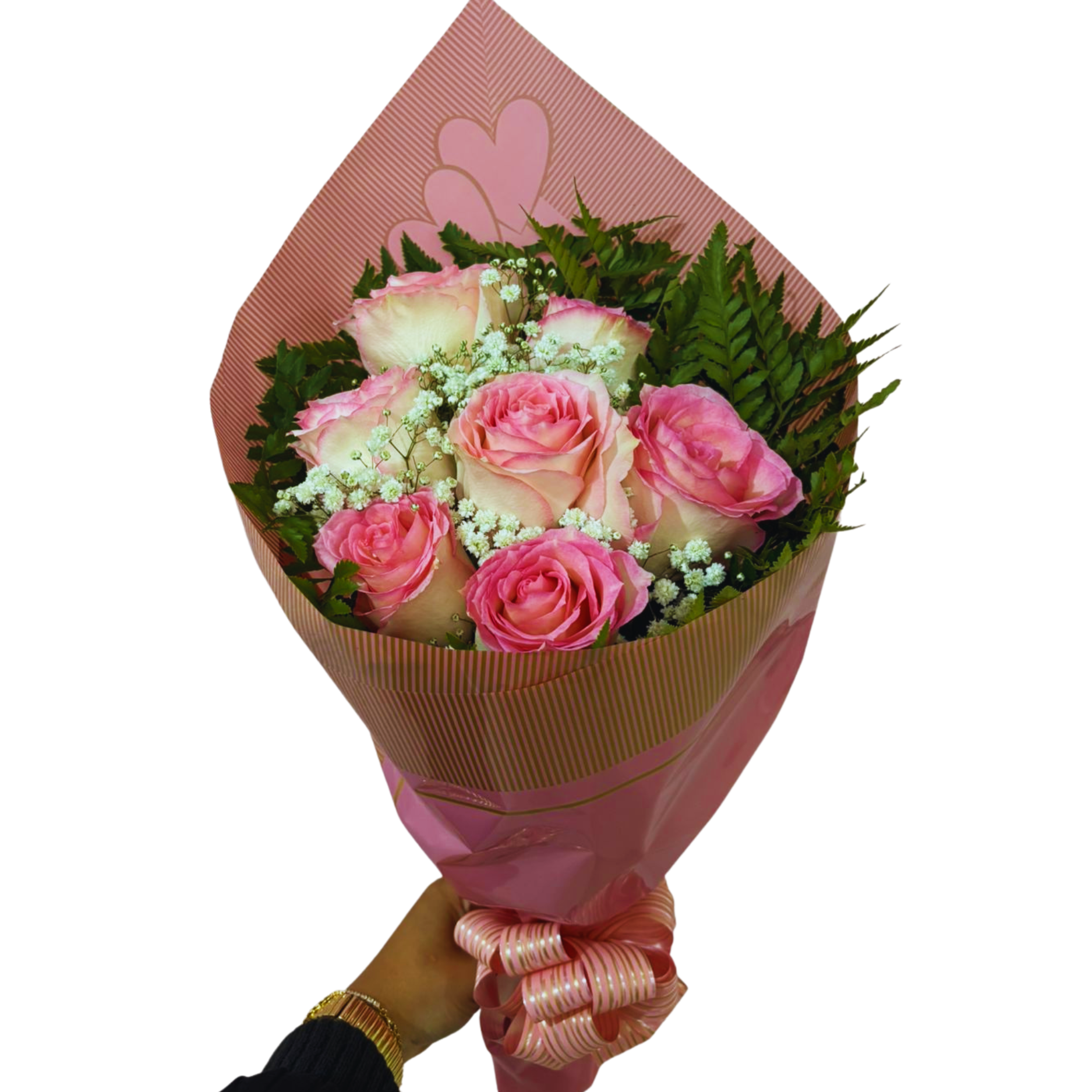 Buqu� 7 rosas cor de rosa - Com Amor