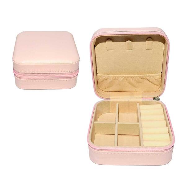 Mini Porta-joias Port�til C/ Z�per Compacto - Rosa